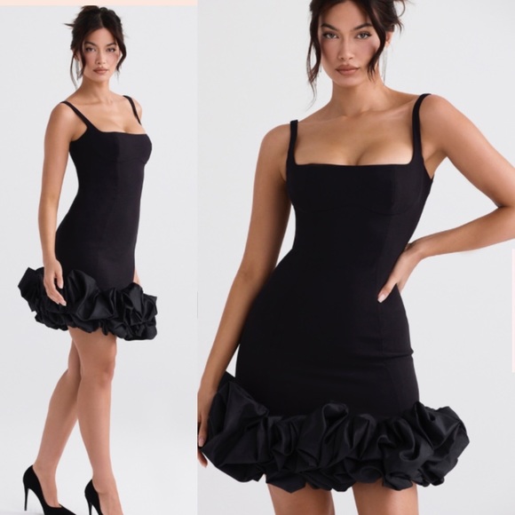 HOUSE OF CB 'Lilou' Black Ruffle Hem‎ Dress /Size XS NWOT - Picture 14 of 17